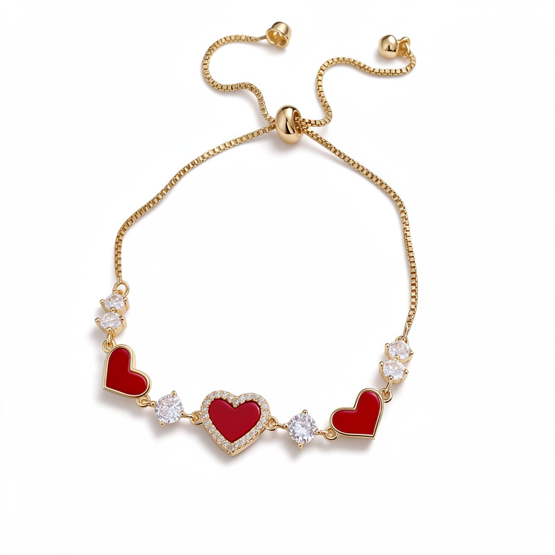 14 quilates de oro real, pulsera de amor de piedra roja, pulsera de nicho de lujo ligera, pulsera de sentimiento de alto nivel, joyas de temperamento delicado