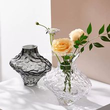 北欧ins峡谷玻璃花瓶客厅透明插花水养轻奢创意艺术摆件