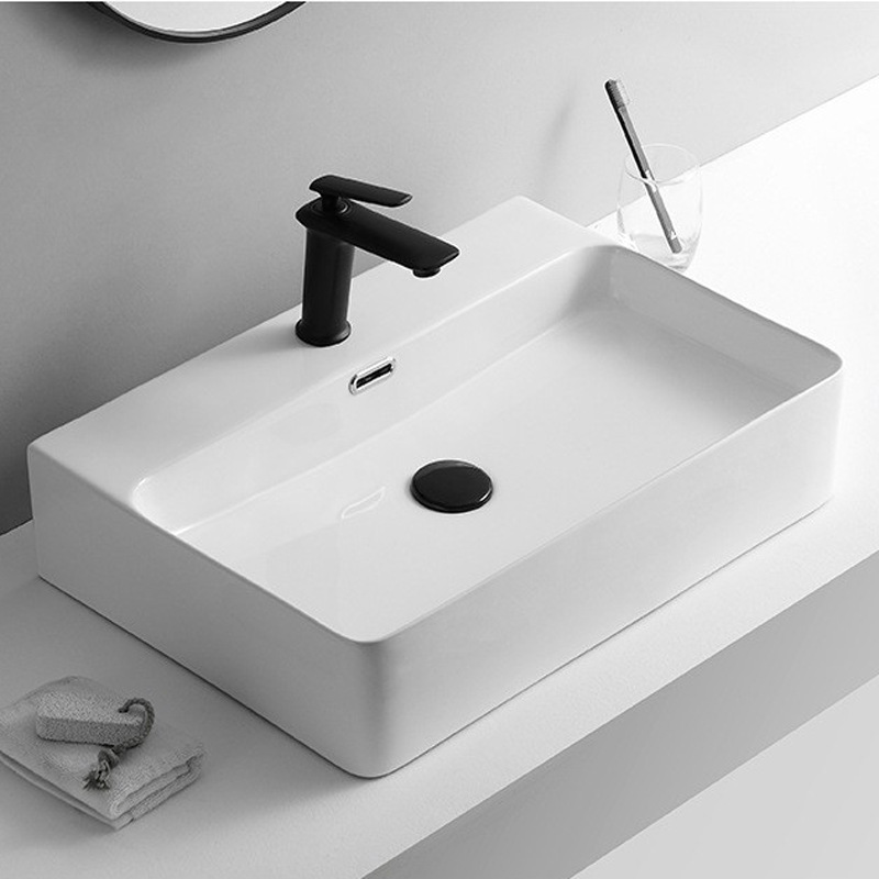 Ceramic Basin High-end Countertop Basin Wash Basin Hotel Apartment Bathroom Simple Square Washbasin Art Basin