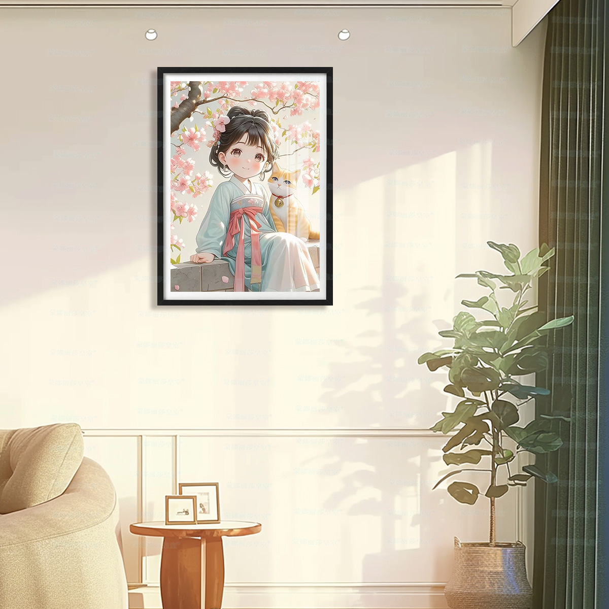 Mona Lisa, Punto de Cruz Realista, Niña y Gato Bajo el Árbol de Duraznos, Nuevo Punto de Cruz Simple de Anime y Dibujos Animados image 2