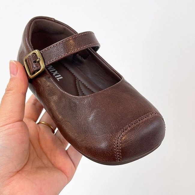 Girls' Leather Shoes Spring and Autumn Children's Shoes Baby Girl 2025 New Autumn Little Girls Black Mary Jane Shoes Soft Sole