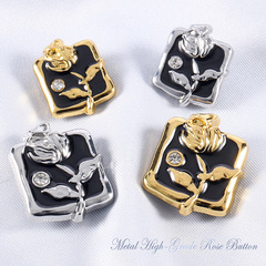 Rose Metal Water Drill Cardigan Button French Perfume Style High-End Cashmere Coat Button Retro Sweater High-Quality Women's Button