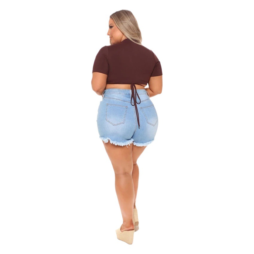 Shorts de Mezclilla de Color Claro para Mujer, Estilo Desgastado y Deshilachado, Moda Urbana Europea y Americana, Primavera 2025