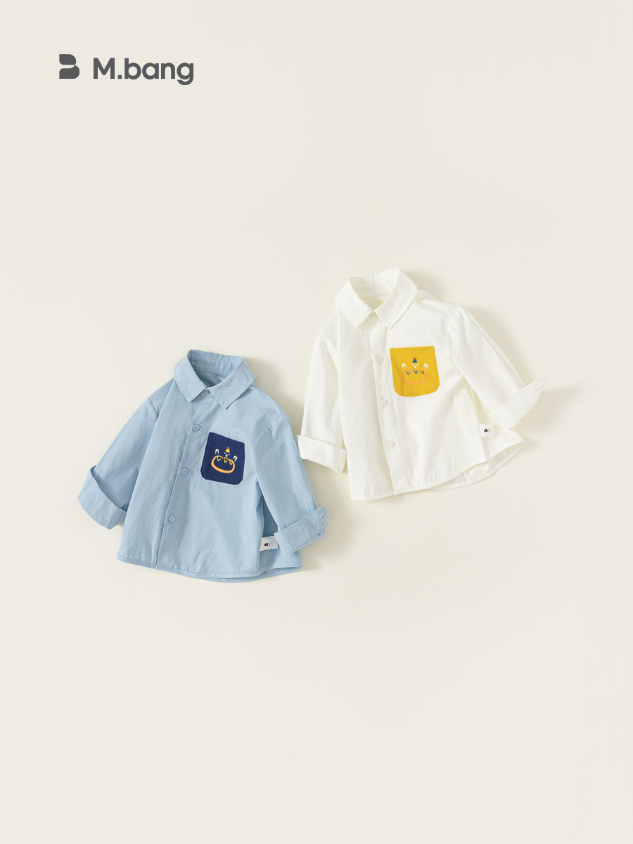 Youbao ropa para niños camisa de bolsillo de color de contraste para niños primavera y otoño camisa casual de manga larga con solapa para niños QY83040