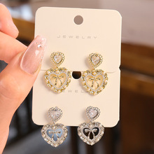 S925银针爱心蝴蝶结耳环新款潮小众流苏设计高级耳钉女夏网气质