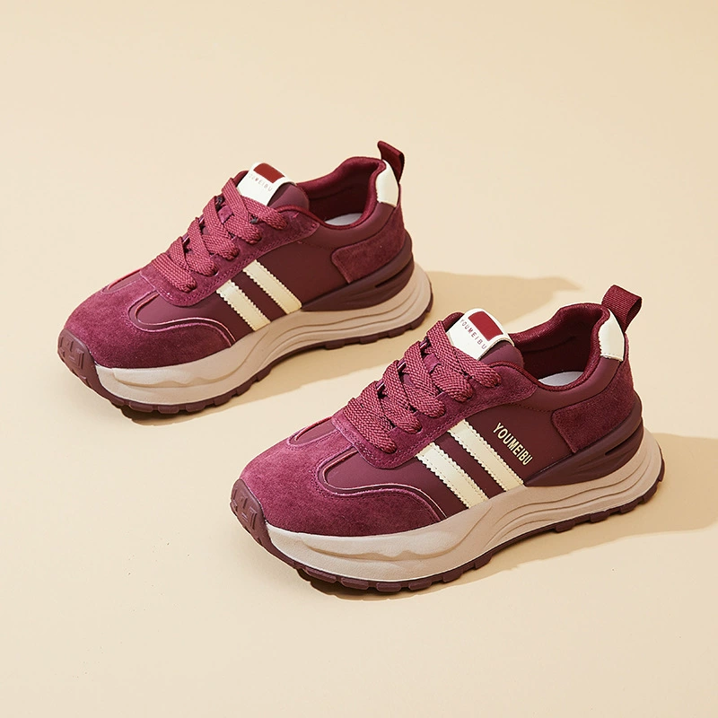 Овец из овечьей шерсти красная папочка обувь женская волна 2024 новая корейская модная тенденция спортивная обувь на толстой подошве