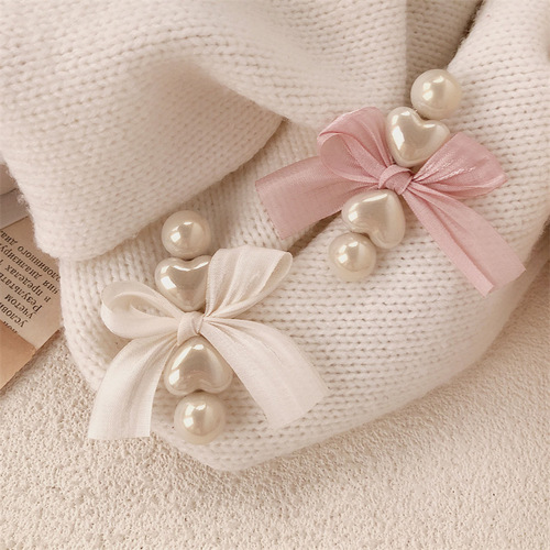 Sweet Highlight Pearl Bow Hairpin Love Duck Bite Clip Women's High-end Side Band Clip Hair Card