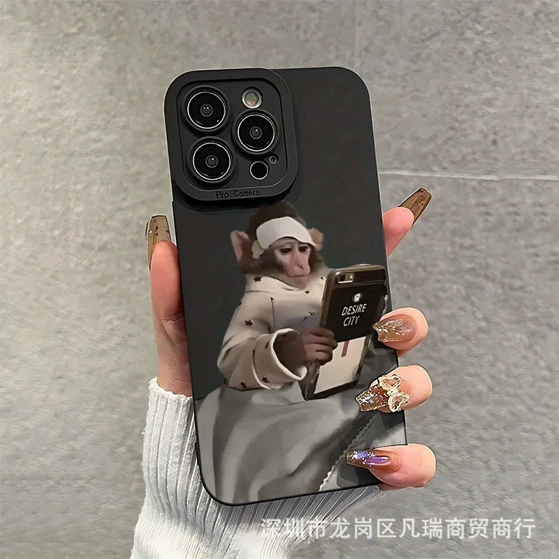 Чехол для iPhone 11–17 (включая Pro/Pro Max), принт обезьяны S677, тонкий защитный чехол