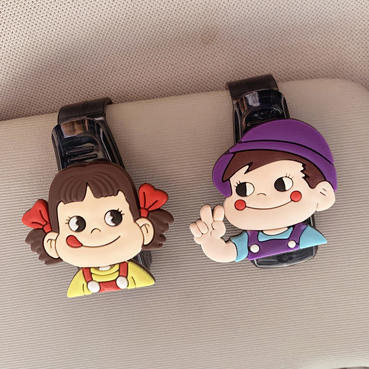 車載メガネクリップ多機能サンバイザー収納漫画かわいい車サングラスサングラスメガネクリップメガネフレーム車用|undefined