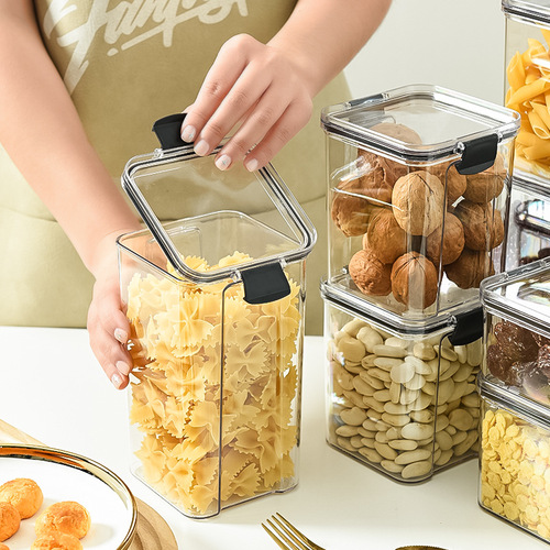 Food-grade sealed square and rectangular transparent moisture-proof herbal storage box kitchen grain storage jar