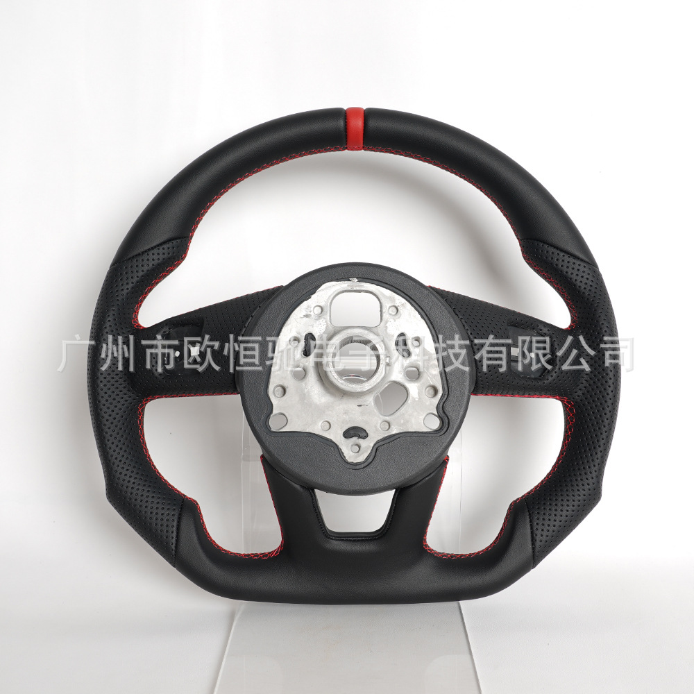 Cross-border hot sale is suitable for Audi RS 17 full leather red positioning line full leather car steering wheel assembly