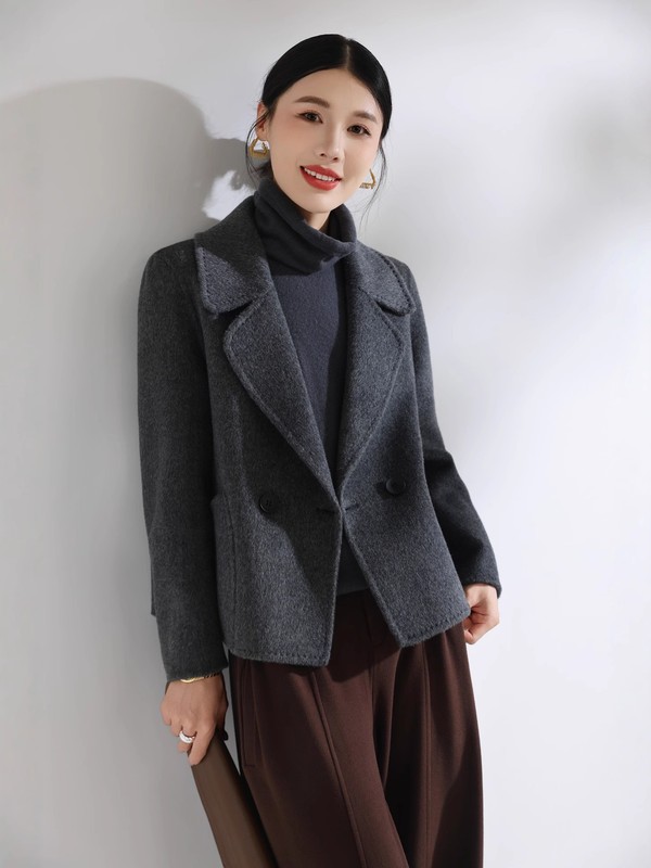 2025秋冬新款双面羊毛大衣女宽松韩版短款小个子呢子外套时尚百搭|undefined