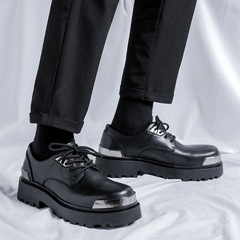 2023 Unique Commuter Derby Shoes Trendy British Men's and Women's Round Toe Thick Sole Height Matchable Casual Leather Shoes 59013-R