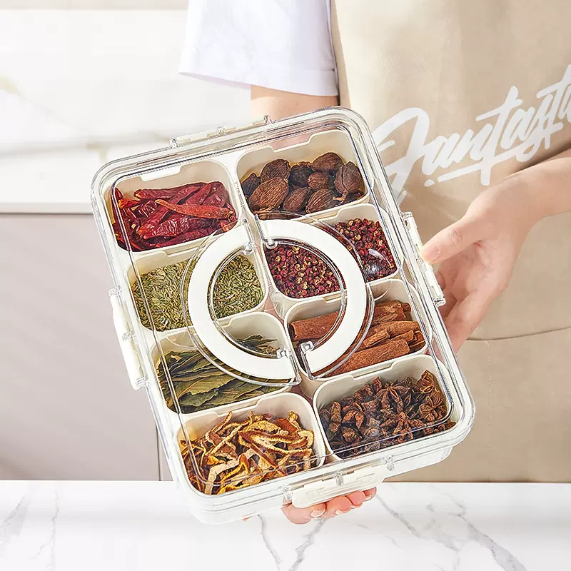 厨房香料收纳盒家用带盖分装收纳储物罐食品级塑料八角调料密封盒