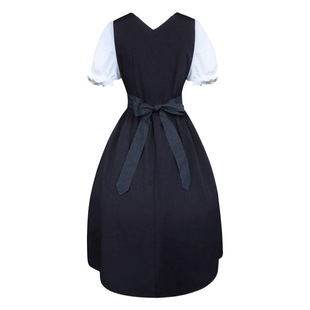 Medieval Renaissance Women's Drawstring High Waist Slim-Fit Bow Contrast Color Performance Suit Stitching Large Swing Skirt cos Suit