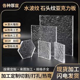 透明石头纹水波纹亚克力板长虹板磨砂有机玻璃隔断装饰UV印刷