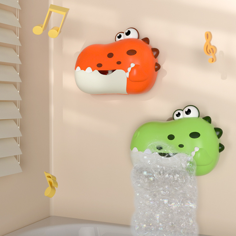 Escupir burbujas transfronterizas dinosaurio baño de bebé baño baño baño juego de agua juguetes al por mayor máquina de burbujas de música eléctrica