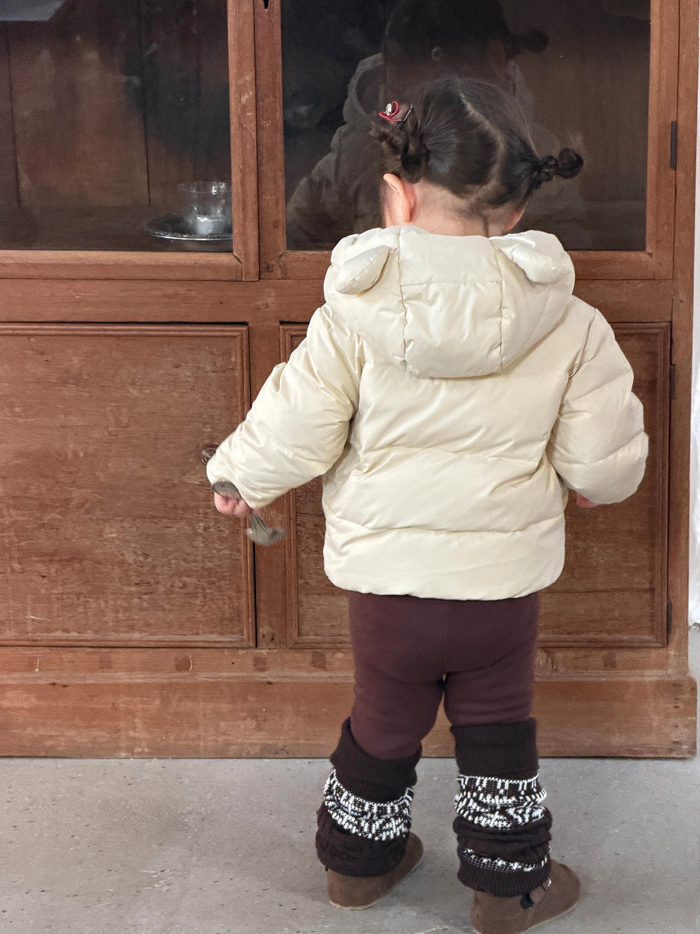 Sugar Pear ropa infantil de invierno ropa de invierno 90 blanco de goma de arroz tres niñas chaqueta con capuchón ropa de bebé image 5