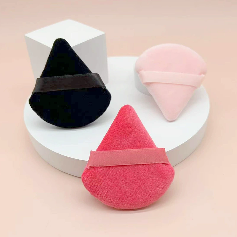 Triangular Makeup Sponge Puff, Soft Velvet Powder & Primer Applicator, Hand-strap, Multiple Colors