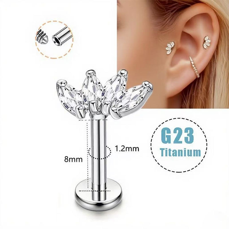 Pointed titanium steel lip stud product view