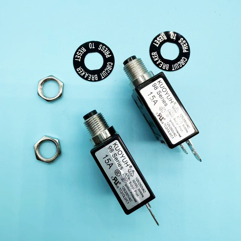 98系列15A电流过载保护器保险丝断路器重置恢复手动复位