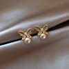 Silver needle, trend earrings with bow, silver 925 sample, wish, wholesale