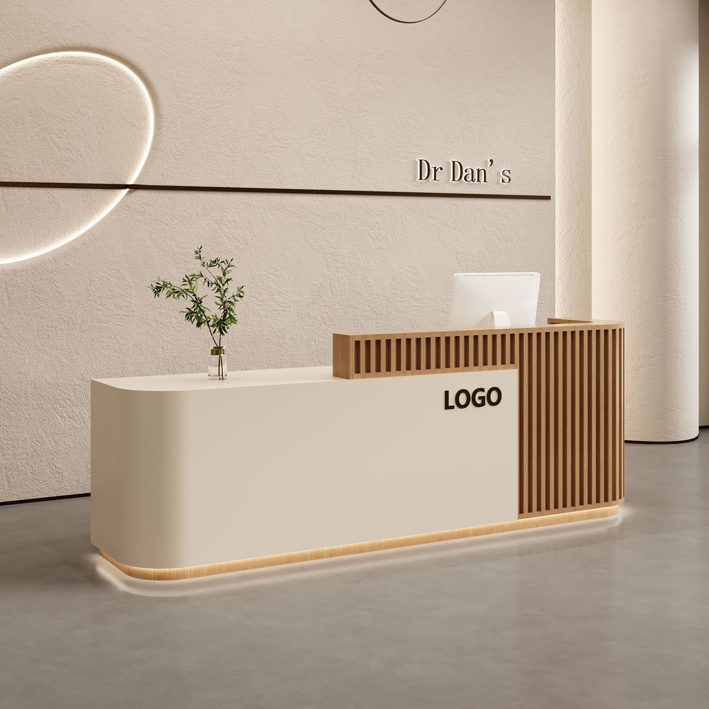 Curved beauty salon bar counter, clothing store, training institution, beauty salon cashier counter, corner reception desk, company reception desk