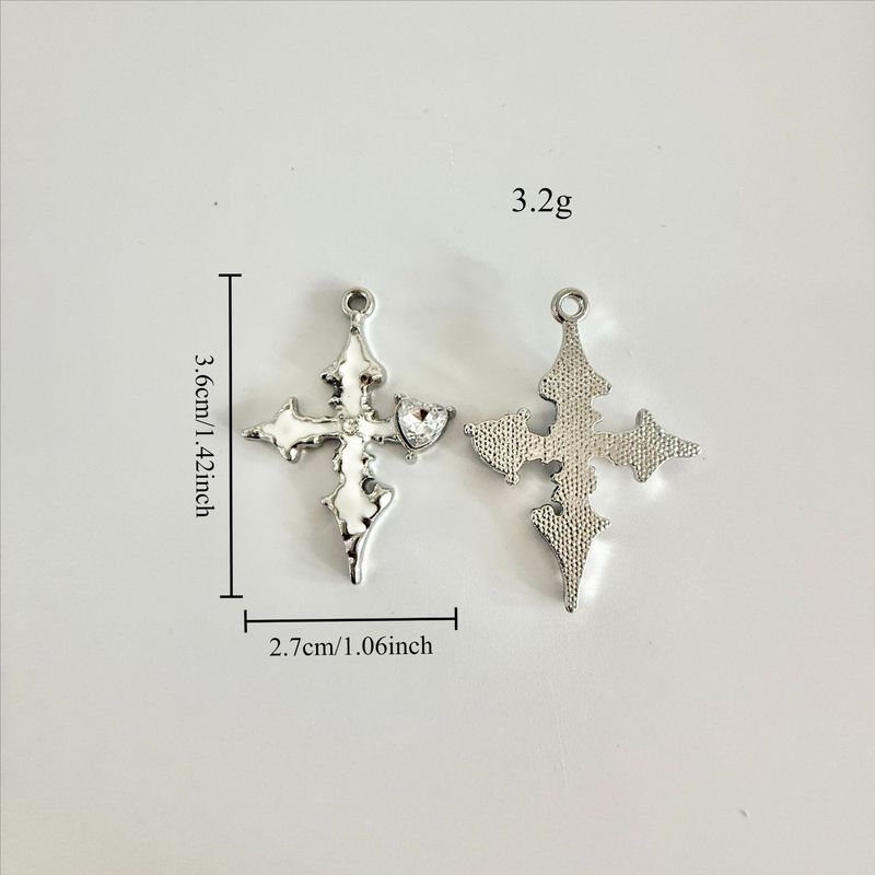 韓国版合金ドリップオイルドットダイヤモンドクロスラブペンダント DIY 手作り人気ジュエリーアクセサリーペンダント|undefined
