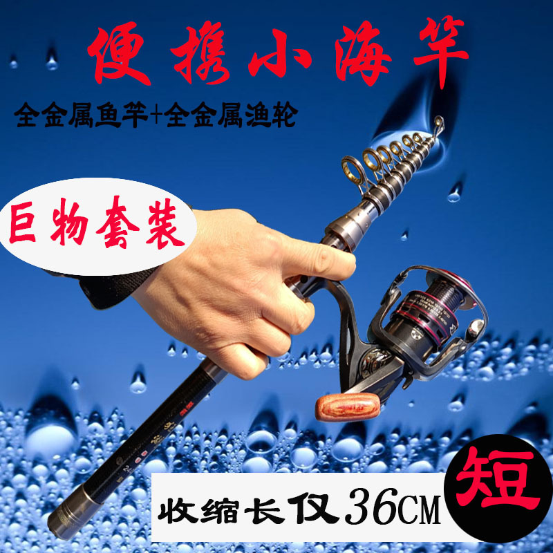 短节海竿45CM抛竿甩竿迷你鱼竿短节钓鱼竿短海竿海钓鱼竿超短海杆