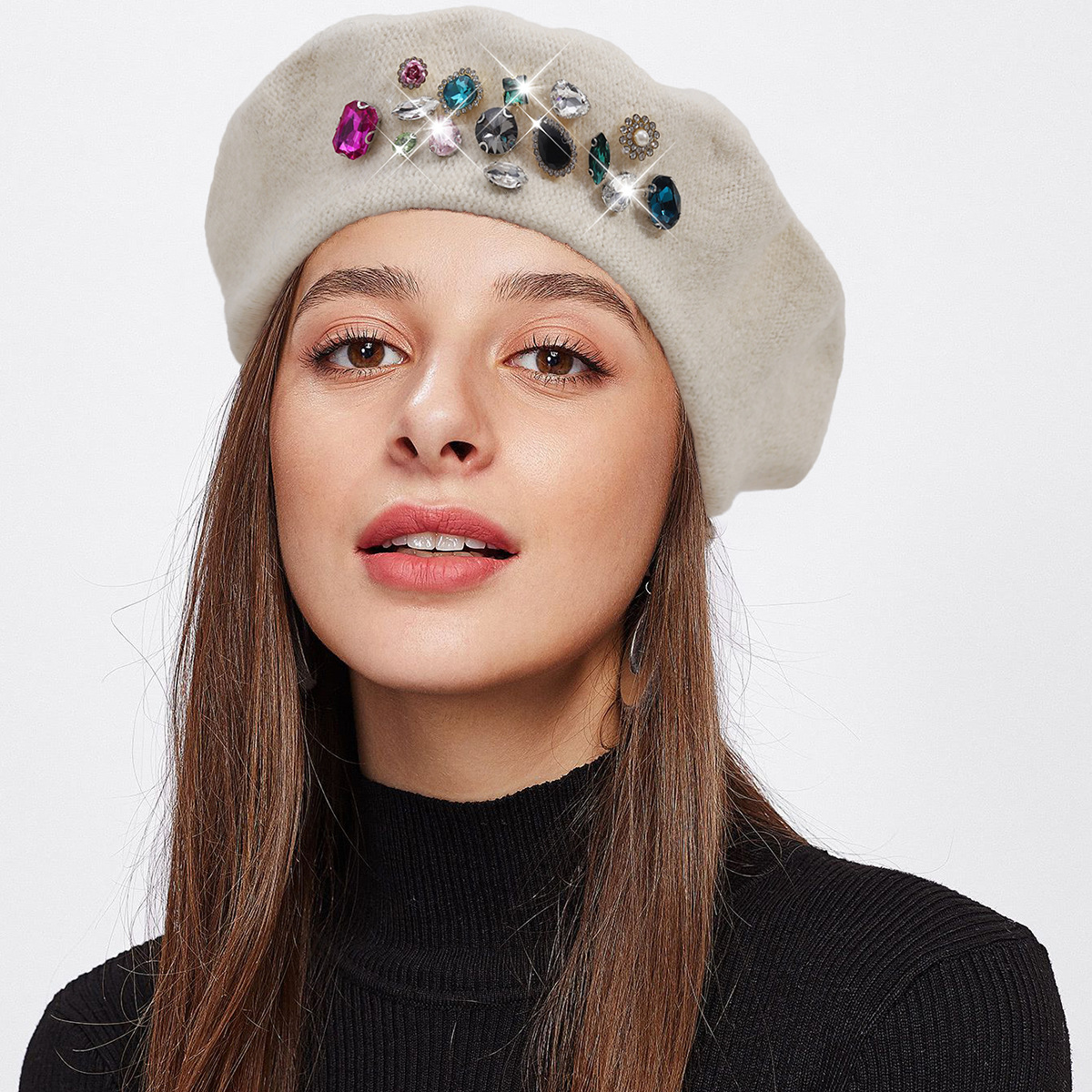 Unisex Neue Herbst- und Wintermütze aus Wolle für Malerinnen, koreanische Version des vielseitigen Hutes mit Strass-Baskenmütze, modischer achteckiger Hut, trendiger Hut_voghion.com