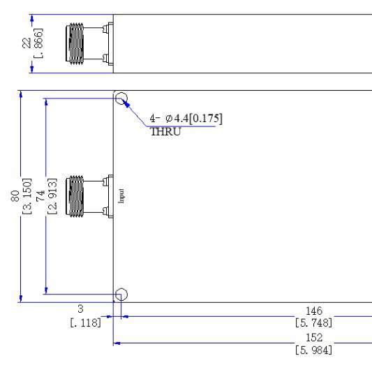 N母头大功率300W 380M-410M射频一分二功分器分配400M二合路器