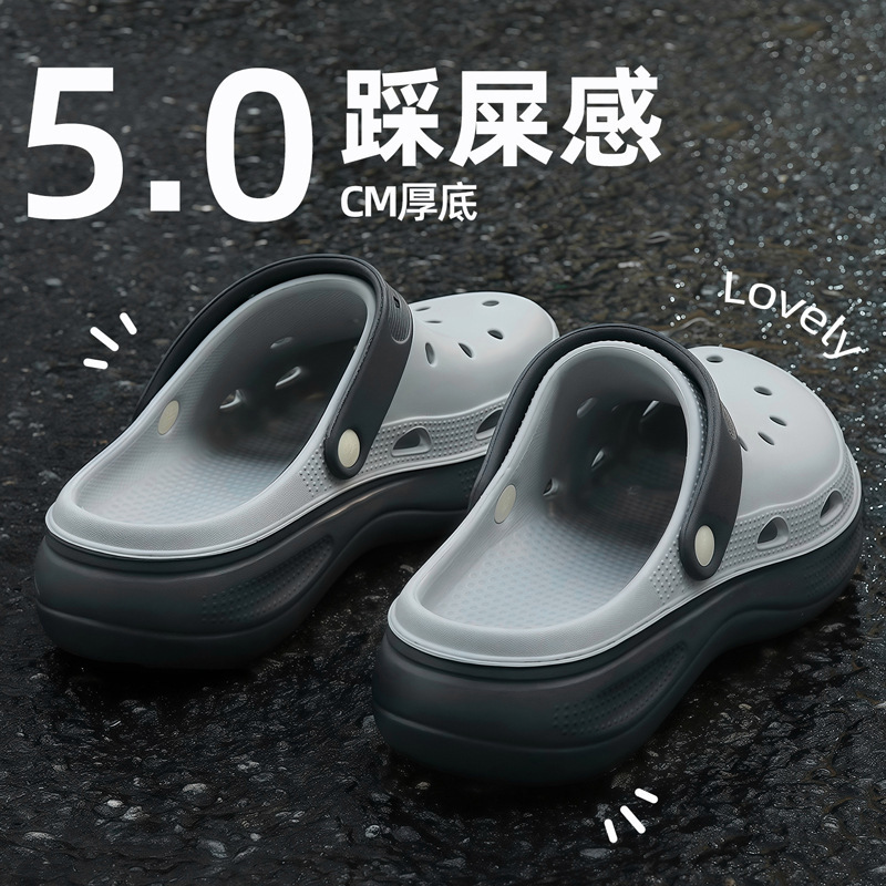 男性用クロックスシューズ 2025年夏新作 カップルアウターウェア 厚底EVA厚底つま先サンダル 女性用卸売|undefined
