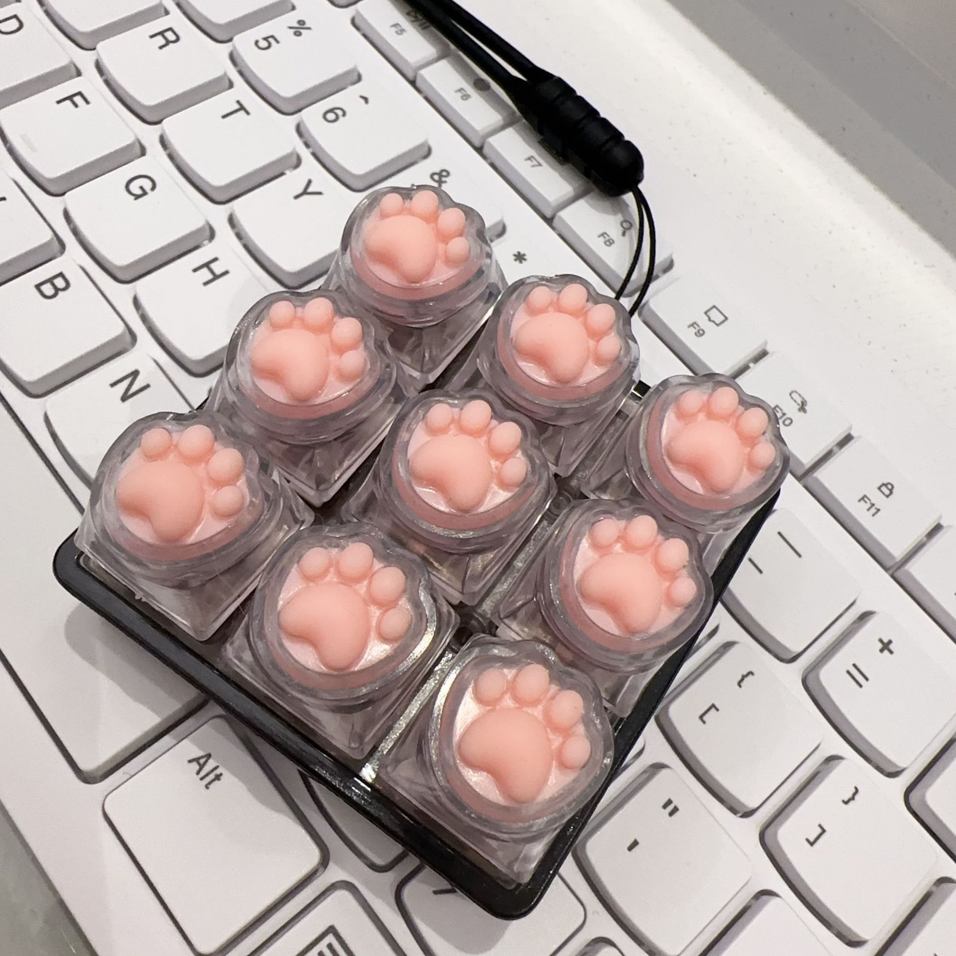 Nine-key black transparent shell-silicone transparent cat claw