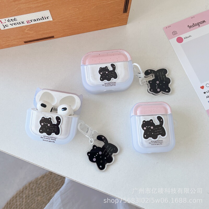 Cute Black Cat AirPods Protective Case airpodspro Apple Headphone Case 2 Generation Wireless Bluetooth 3 Generation