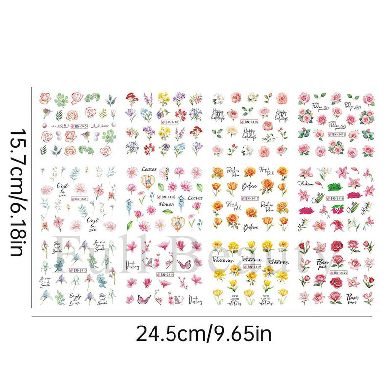 国境を越えた新しいネイルアート透かしシール春夏ユリ花薔薇桃花花花透かし爪貼り|undefined