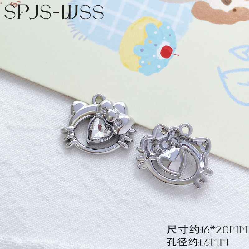 可爱少女多色爱心KT头镂空吊坠diy手链项链耳饰发饰挂件配件材料|undefined