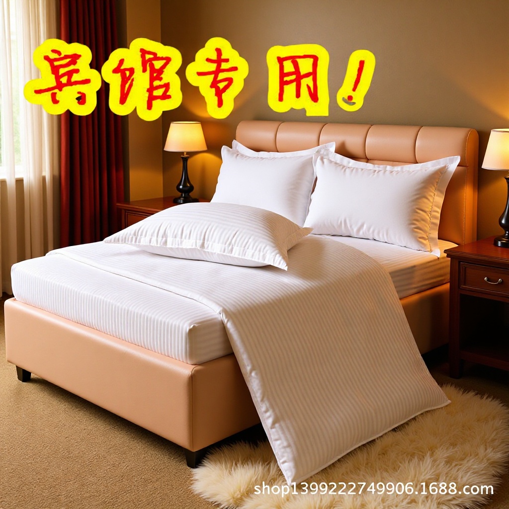 厂家批发 50%涤50棉3cm缎条布料 宾馆酒店床上用品四件套床单布料