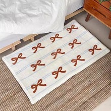 跨境卡通蝴蝶结浴室吸水脚垫家用入户玄关门垫子仿羊绒易打理地毯