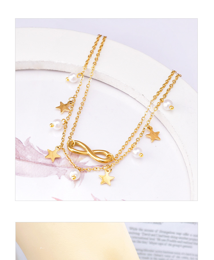 Artificial Pearls Inlay Material Anklet Classification Wholesale Jewelry Vacation Infinity Star 304 Stainless Steel Artificial Pearls 18K Gold Plated Anklet