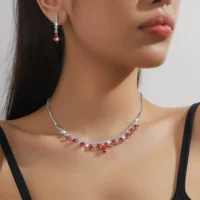 Серебряное украшение и серьги, синий элегантный набор, свадебное платье, аксессуар, для импорта, европейский стиль, набор из 2 предметов