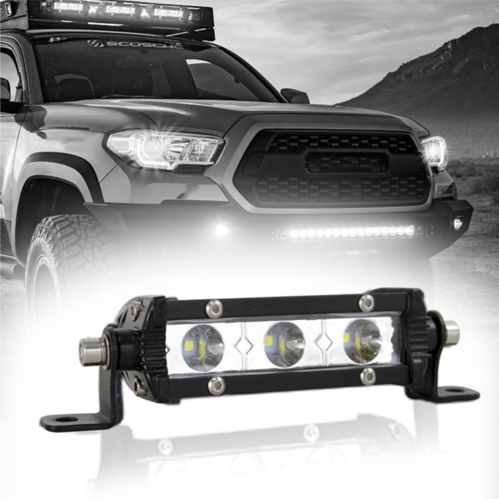 Cross-Border Automotive Led Work Light Ultra-Thin Single-Row Strip Light 3Led 9W Off-Road Vehicle Roof Light Modification Inspection Light