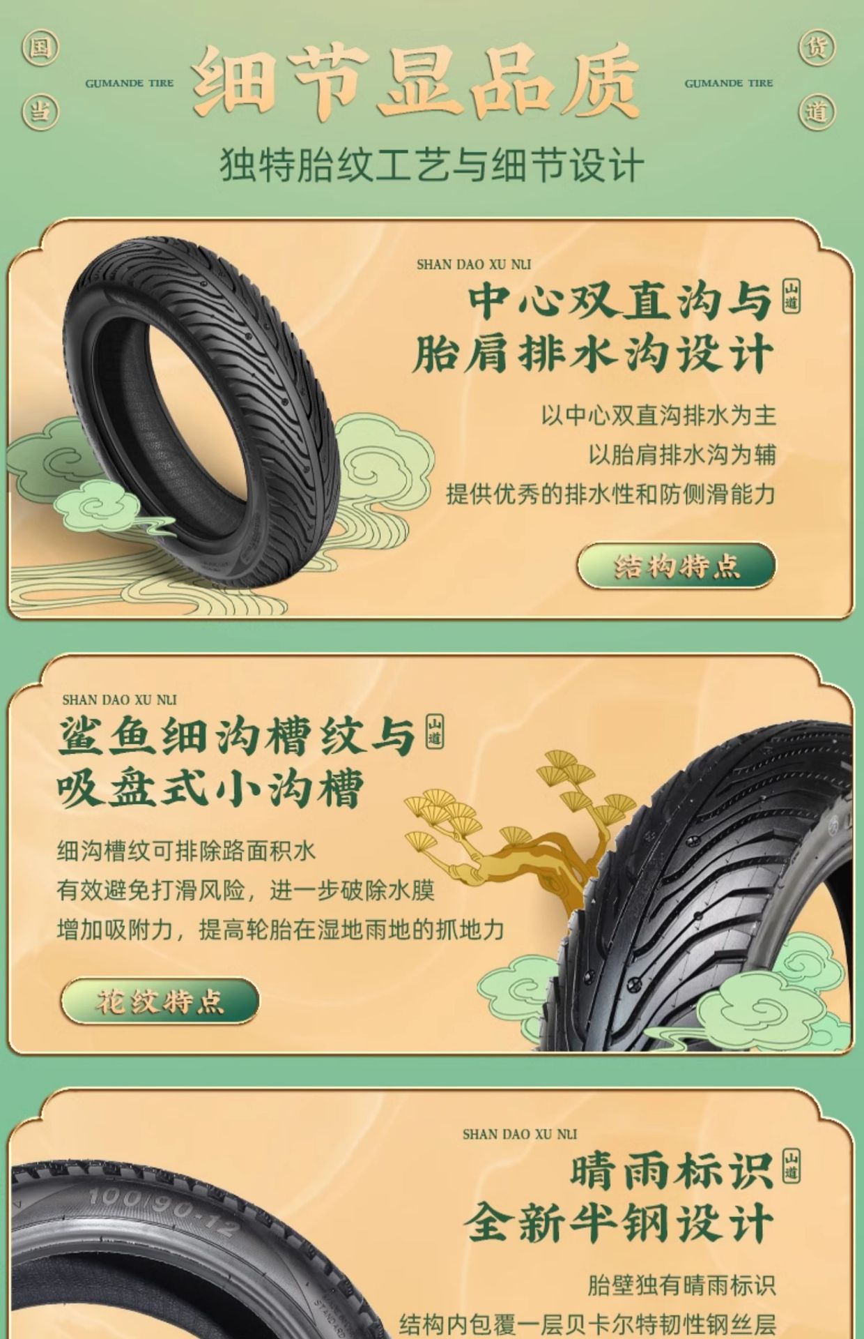 Suitable for Gumande Semi-Hot-Melt Electric Vehicle Motorcycle Tires Others 0inch Others 2inch Vacuum Anti-Skid Mountain Road