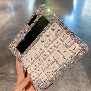 Office Personalized Solar Computer Large Diamond-Encrusted Calculator Large Screen Large Buttons for Financial Accounting Use