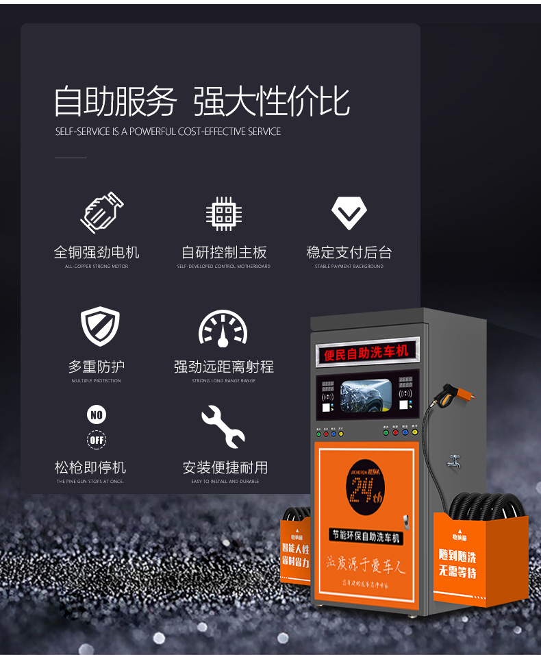 Intelligent 24-hour self-service car washing machine commercial full-automatic shared car brushing equipment coin-in scanning code ultra-high pressure car washing