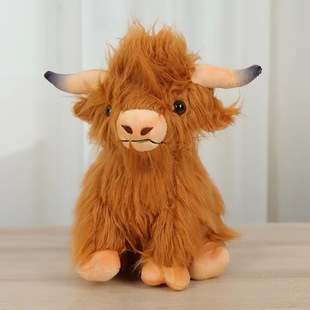 Cross-border new online celebrity Highland Cow simulation Scottish Highland cattle plush toy Cow doll wholesale