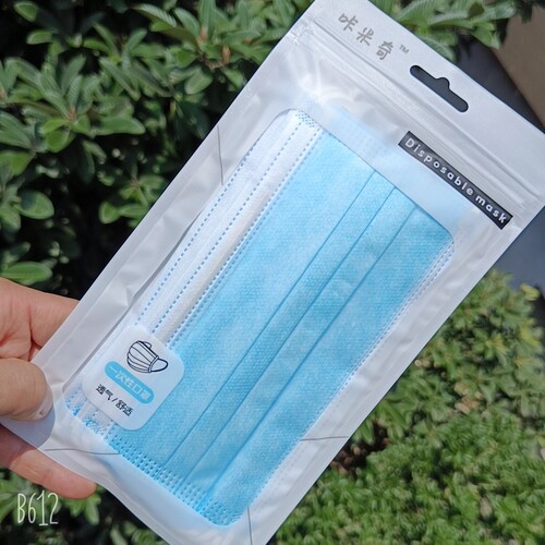 A pack of ten civilian black and white blue disposable 3-layer meltblown cloth for adults and children dustproof
