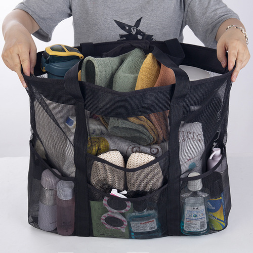 Mesh Shower Tote 8 Storage Bags Handy Bathroom Storage Bag Large Shower Basket Portable Beach Bag