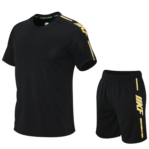 Men's Summer New Short Sleeve Set T-Shirt Men's Quick-Dry Running Loose Casual Sports Ball Suit Plus Size Men's