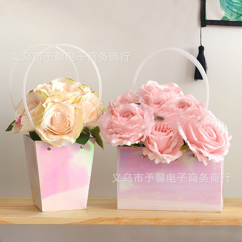 节日包花材料幻彩礼品盒糖果包装膜复合纸彩虹膜渐变幻彩插花袋