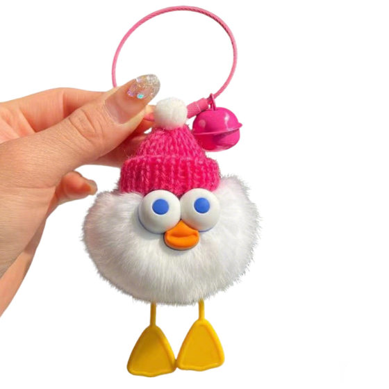 Cute Imitation Rabbit Fur Little Duck Backpack Fur Ball Pendant DIY Handmade Keychain Bag Jewelry Accessories Fur Ball